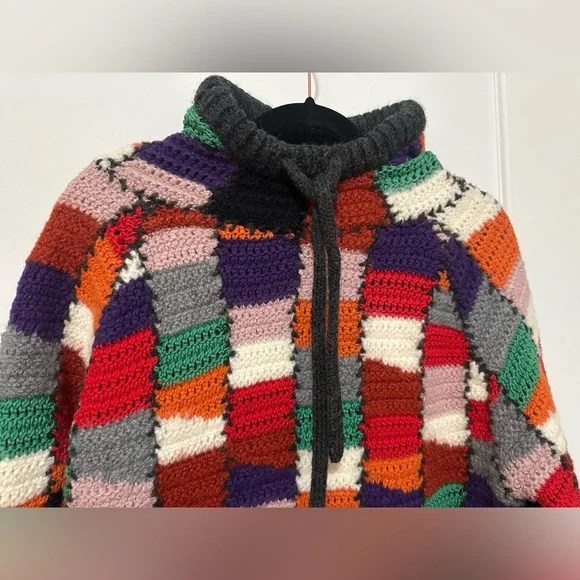 Marni wool crochet patch multicolor pullover hoodie w/ pouch - 46/ US men sm - Picture 8 of 16